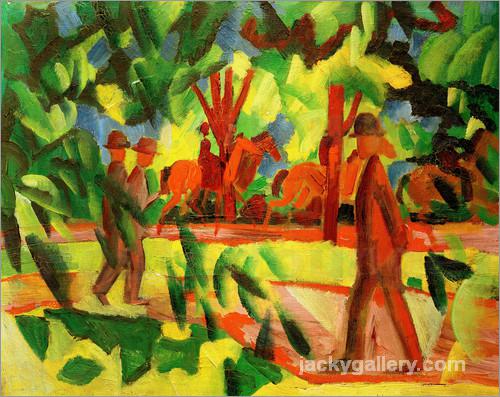 Horsemen and Walkers in the Avenue, August Macke painting